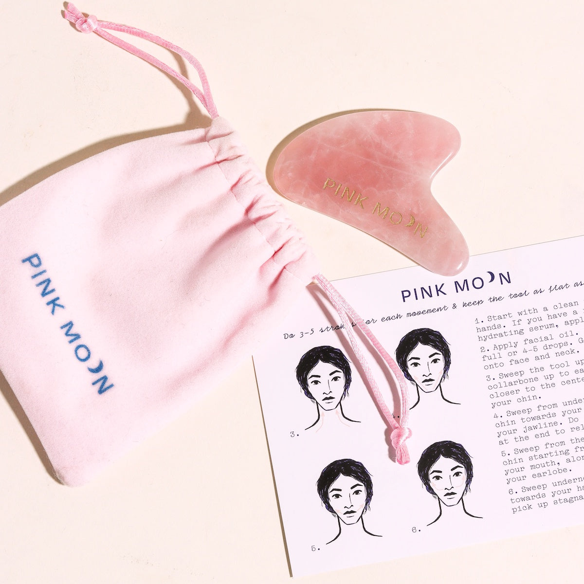 Pink Moon Rose Quartz Gua Sha Tool