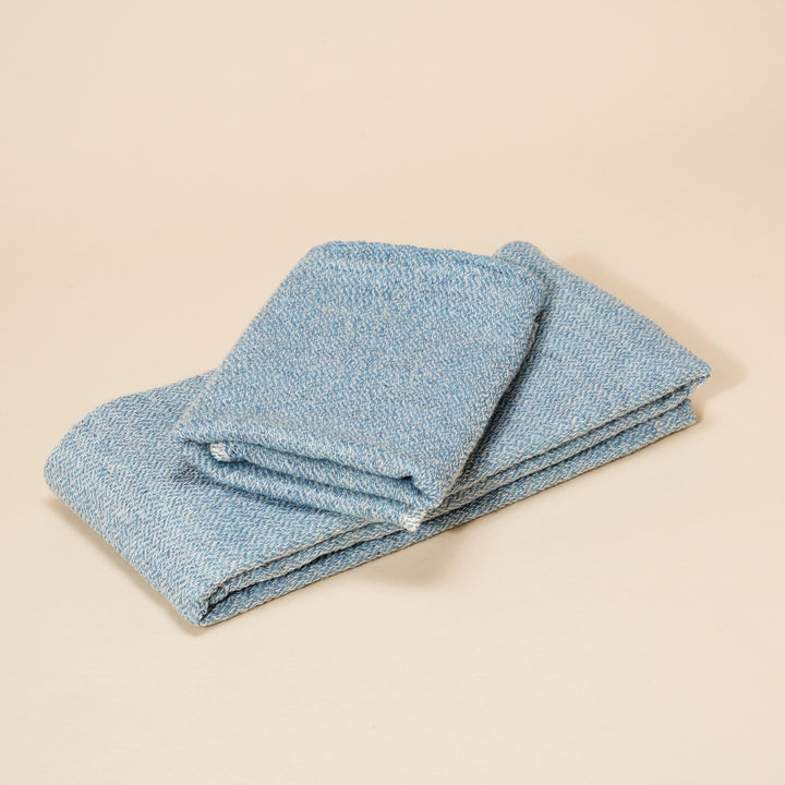 Organic Cotton Linen Japanese Hand Towel Blue - Morihata - Pink Moon
